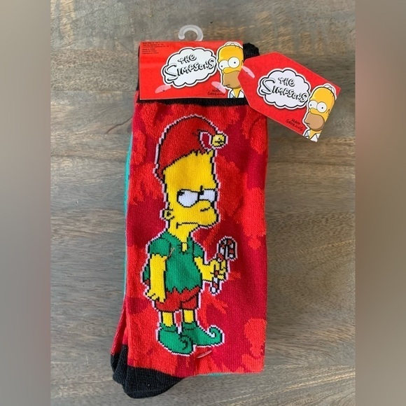 The Simpsons Bart and Krusty Christmas Socks 2 pairs - Picture 1 of 6